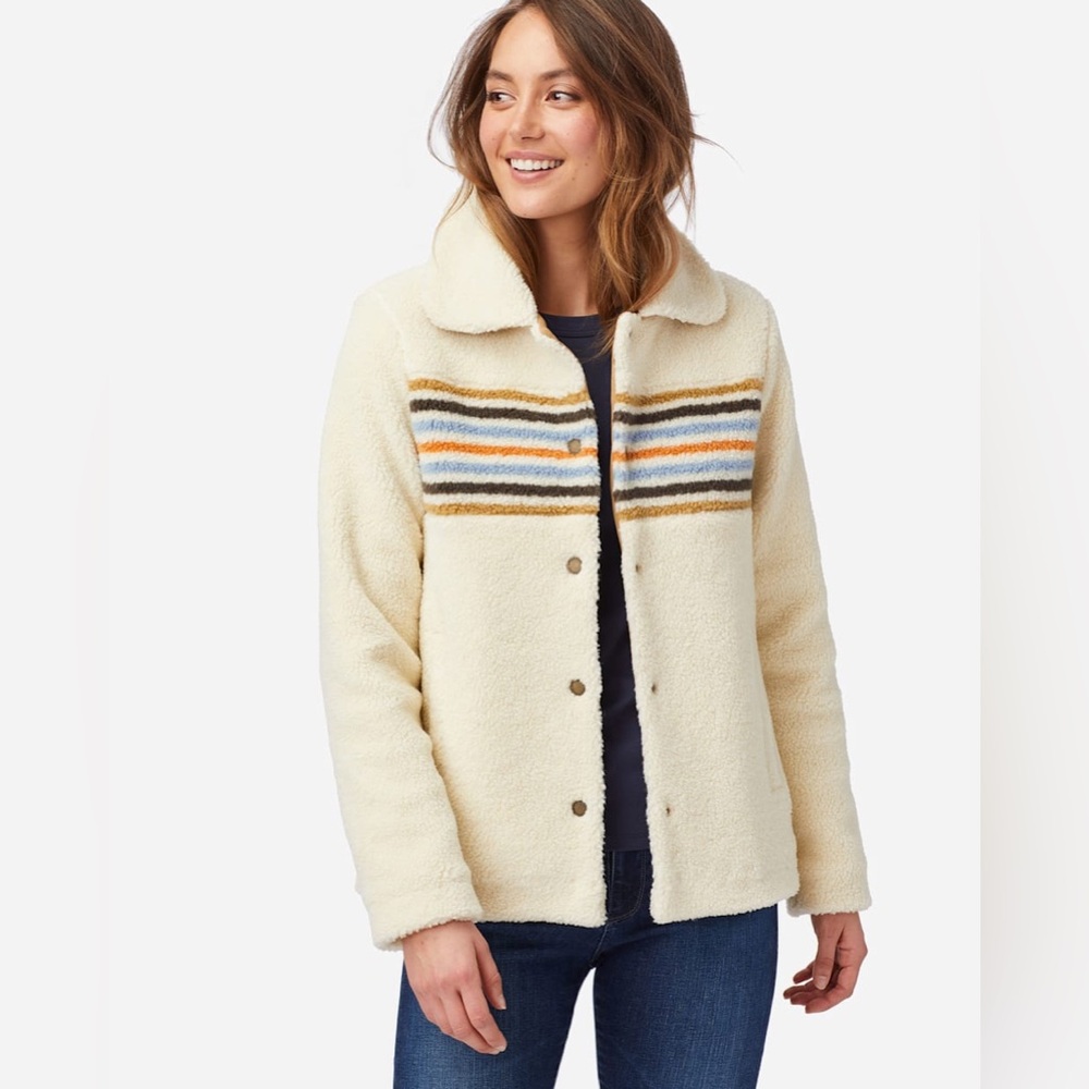 Pendleton DANVILLE CHIMAYO SHERPA JACKET Multicolor Stripes Ivory Free People XS